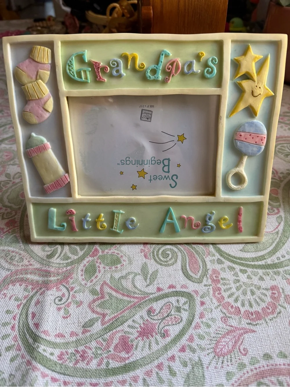 Vintage Russ Baby Sweet Beginnings 'Grandpa's Little Angel' Decor Photo Frame